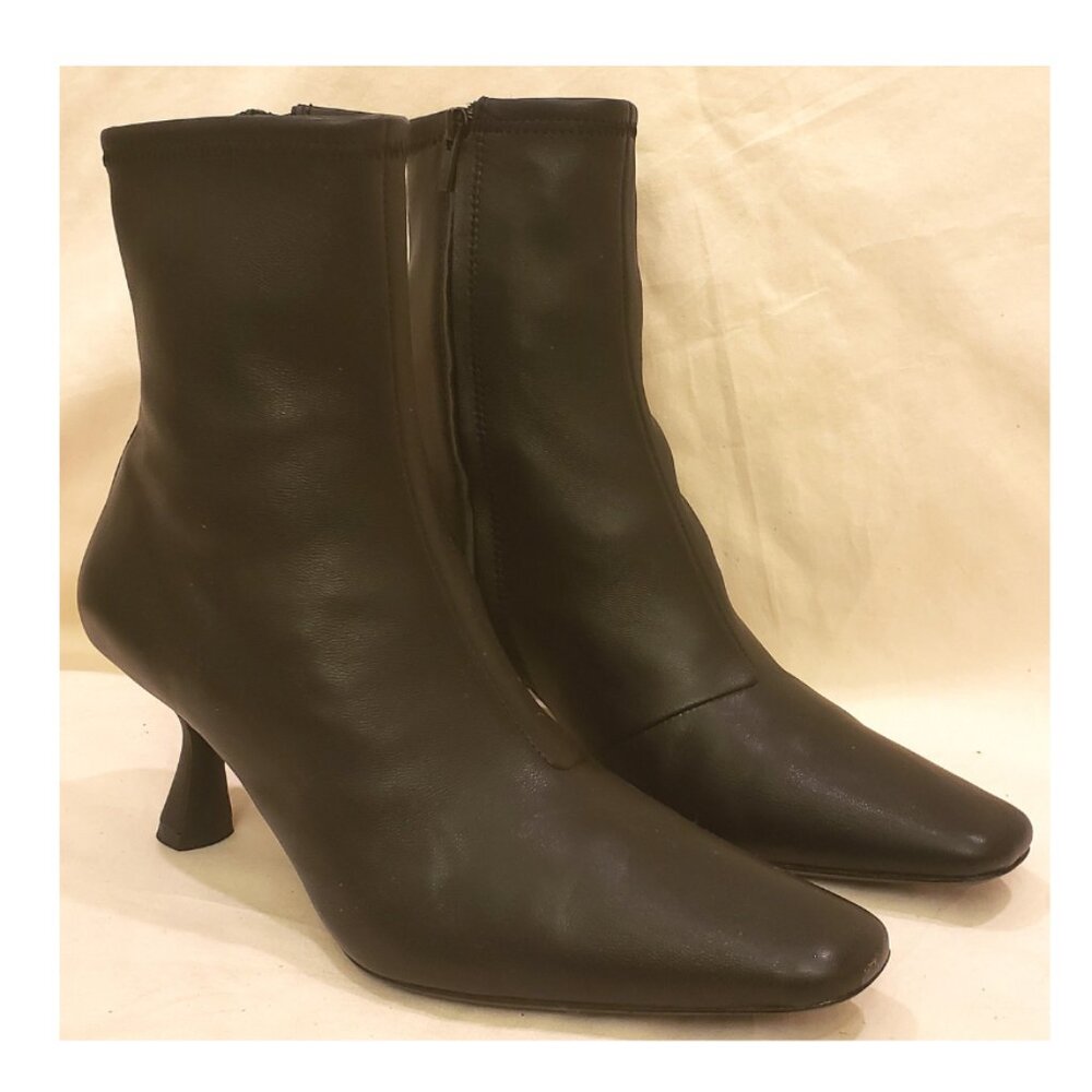 Loeffler Randall Black Lambskin Kitten-Heel Booties Size-6B - Picture 7 of 11